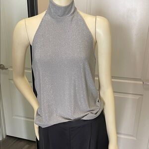 Banana Republic Factory Shimmering Silver Halter Top